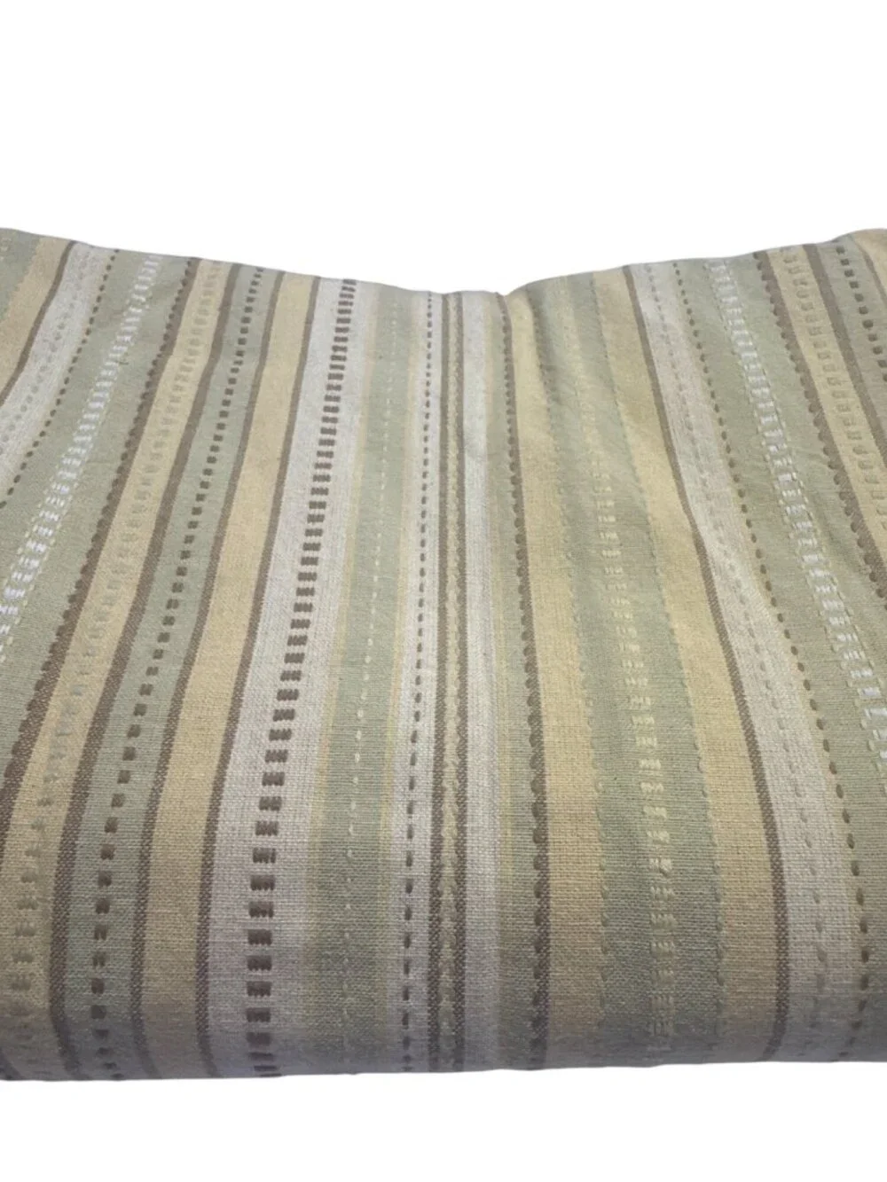 Striped Fabric Shower Curtain 72x72 Beige Green Yellow Includes Detachable Liner